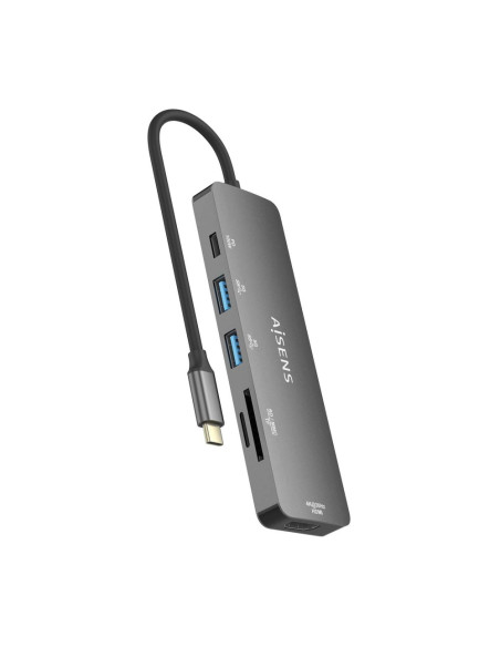AISENS ASUC-6P016-GR base para portátil y replicador de puertos Alámbrico USB 3.2 Gen 1 (3.1 Gen 1) Type-C