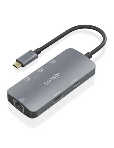 AISENS ASUC-6P019-GR base para portátil y replicador de puertos Alámbrico USB 3.2 Gen 1 (3.1 Gen 1) Type-C