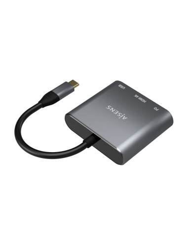 AISENS Conversor USB-C a HDMI/USB-C/Tipo A USB 3.0, 3 en 1, Gris, 15cm