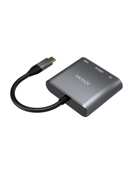 AISENS Conversor USB-C a HDMI/USB-C/Tipo A USB 3.0, 3 en 1, Gris, 15cm