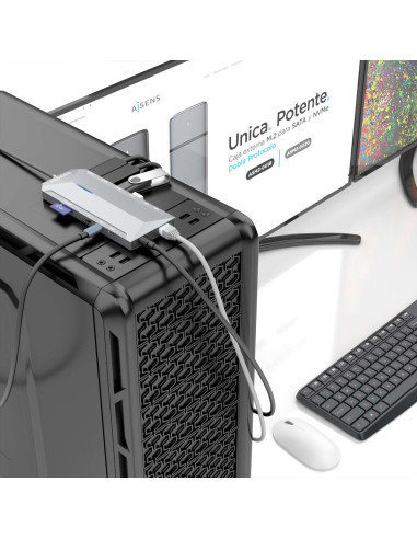 AISENS USB-C Dock 12 En 1, USB-C A 2xHDMI, 1xRJ45, 3xUSB-A, 2xUSB-C, 1xUSB-C PD, 1xAudio, 1xSD, 1xMicro SD, Gris, 30cm