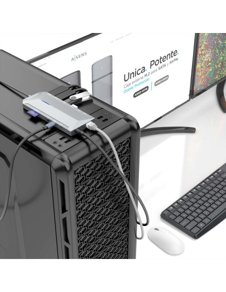 AISENS USB-C Dock 12 En 1, USB-C A 2xHDMI, 1xRJ45, 3xUSB-A, 2xUSB-C, 1xUSB-C PD, 1xAudio, 1xSD, 1xMicro SD, Gris, 30cm