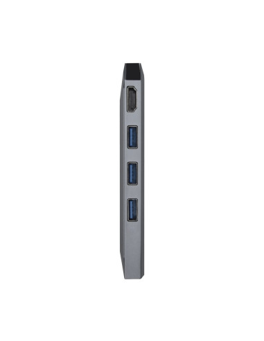 AISENS USB-C dock 8 en 1, USB-C a 1xHDMI, 1xRJ45, 3xUSB, 1xPD, 1xSD, 1xMicroSD, Gris, 15 cm