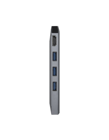 AISENS USB-C dock 8 en 1, USB-C a 1xHDMI, 1xRJ45, 3xUSB, 1xPD, 1xSD, 1xMicroSD, Gris, 15 cm