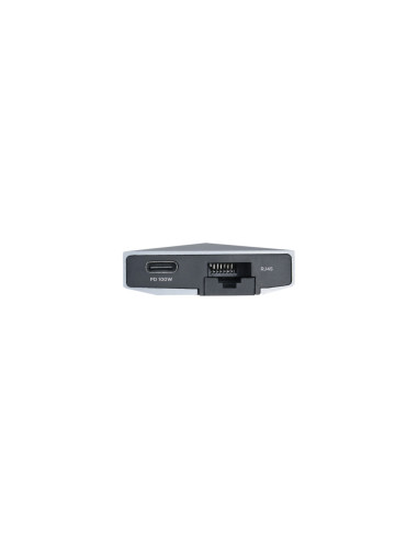 AISENS USB-C Dock 9 en 1, USB-C a 1x HDMI, 1xRJ45, 3x USB, 1x PD, 1x Audio, 1x SD, 1x Micro SD, Gris, 15 cm