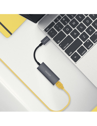 AISENS Conversor USB3.1 Gen1 USB-C A Ethernet Gigabit 10/100/1000 Mbps, Gris, 15cm