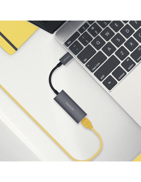 AISENS Conversor USB3.1 Gen1 USB-C A Ethernet Gigabit 10/100/1000 Mbps, Gris, 15cm