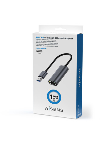 AISENS Conversor USB 3.0 A Ethernet Gigabit 10/100/1000 Mbps, Gris, 15cm