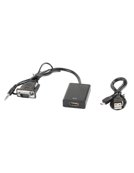 Lanberg AD-0021-BK adaptador de cable de vídeo 0,2 m HDMI tipo A (Estándar) VGA (D-Sub) Negro