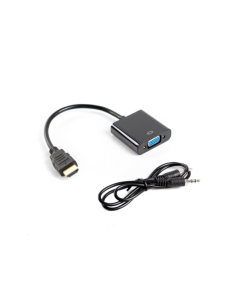 Lanberg AD-0017-BK adaptador de cable de vídeo 0,2 m VGA (D-Sub) HDMI tipo A (Estándar) Negro