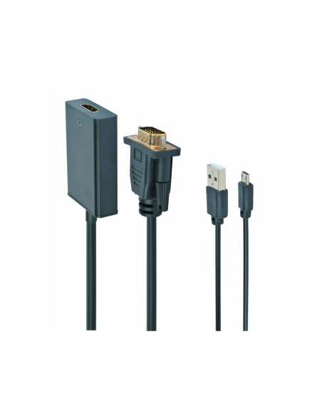 Gembird A-VGA-HDMI-01 adaptador de cable de vídeo 0,15 m HDMI tipo A (Estándar) VGA (D-Sub) Negro