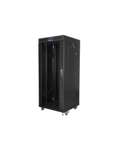 Lanberg free standing rack 19inch cabinet 27U 600x600 glass door LCD flat pack black Rack o bastidor independiente