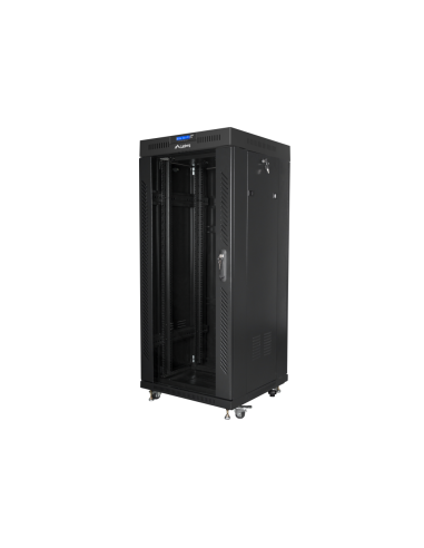 Lanberg free standing rack 19inch cabinet 27U 600x600 glass door LCD flat pack black Rack o bastidor independiente