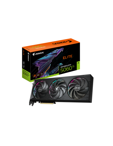 GIGABYTE AORUS GeForce RTX 5060 Ti ELITE 16G Tarjeta Gráfica – 16 GB GDDR7, 128 bits, PCI-E 5.0, 2722 MHz Frecuencia del núcleo,