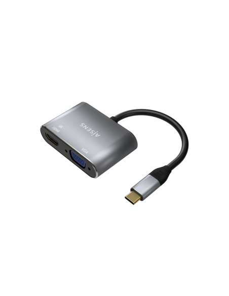 AISENS Conversor USB-C a VGA/HDMI 4K, USB-C/M-VGA/H-HDMI/H, Gris, 15CM