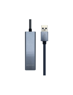 AISENS Conversor USB 3.0 a ethernet gigabit 10/100/1000 Mbps + Hub 3 x USB 3.0, Gris, 15 cm