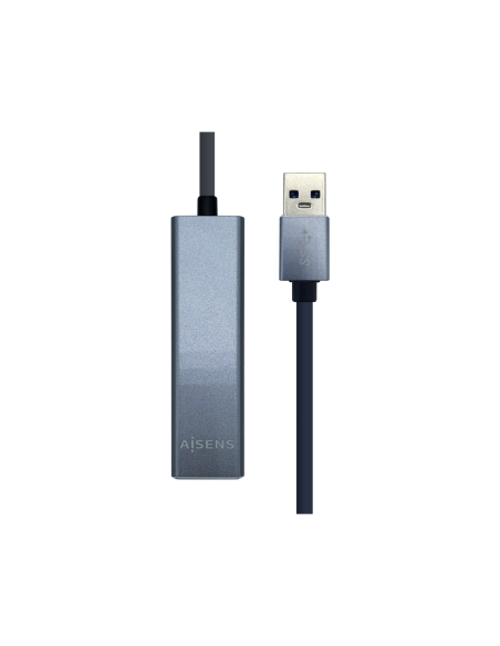 AISENS Conversor USB 3.0 a ethernet gigabit 10/100/1000 Mbps + Hub 3 x USB 3.0, Gris, 15 cm