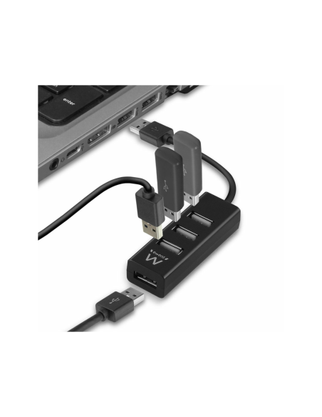 Ewent EW1123 hub de interfaz USB 2.0 480 Mbit/s Negro