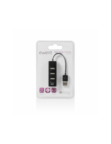Ewent EW1123 hub de interfaz USB 2.0 480 Mbit/s Negro