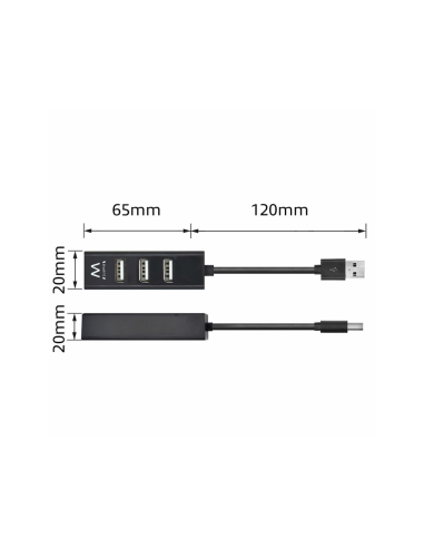 Ewent EW1123 hub de interfaz USB 2.0 480 Mbit/s Negro