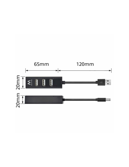 Ewent EW1123 hub de interfaz USB 2.0 480 Mbit/s Negro