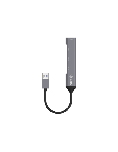 AISENS Hub USB 3.0 Aluminio, Tipo A/M - 4x Tipo A/H, Gris, 10cm