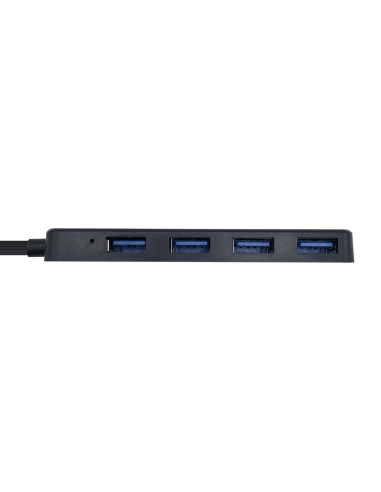AISENS Hub USB 3.0, Tipo A/M - 4 x Tipo A/H, Negro, 30 cm
