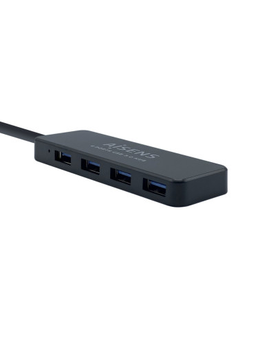 AISENS Hub USB 3.0, Tipo A/M - 4 x Tipo A/H, Negro, 30 cm