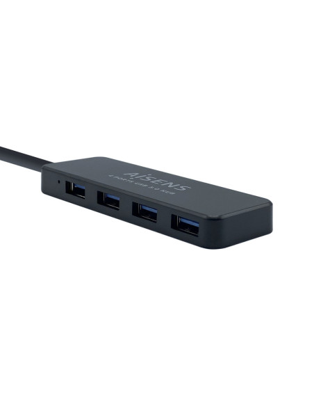 AISENS Hub USB 3.0, Tipo A/M - 4 x Tipo A/H, Negro, 30 cm