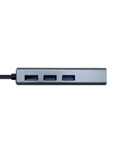 AISENS Conversor USB 3.0 a ethernet gigabit 10/100/1000 Mbps + Hub 3 x USB 3.0, Gris, 15 cm
