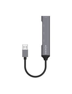 AISENS Hub USB 3.0 Aluminio, Tipo A/M - 4x Tipo A/H, Gris, 10cm 2
