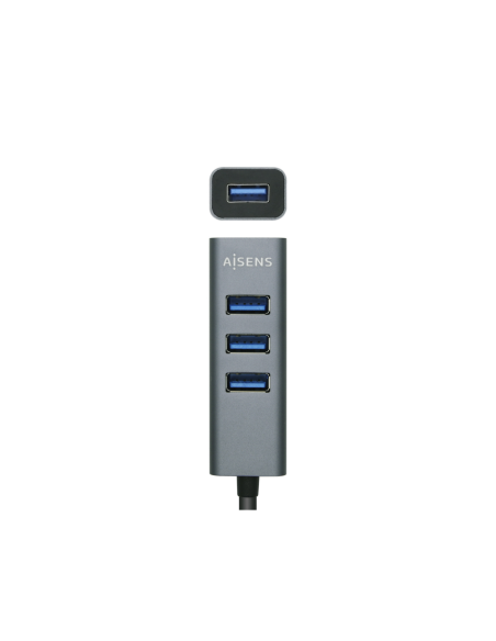 AISENS Hub USB 3.1 USB-C, USB-C/M - 4x Tipo A/H, Gris, 10 cm