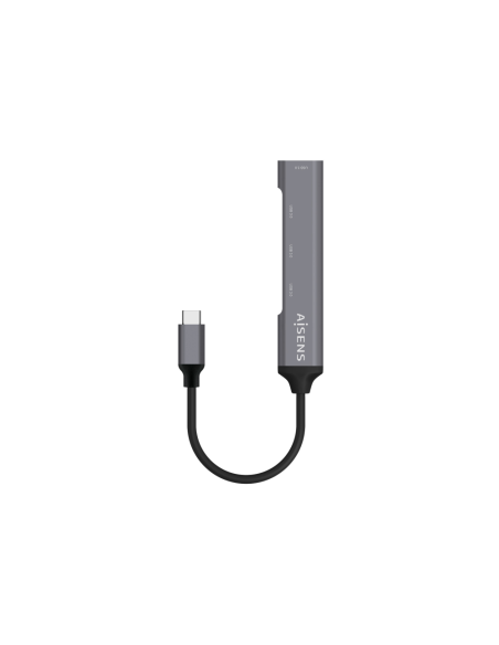 AISENS Hub USB 3.1 USB-C, Tipo C/M - 4x Tipo A/H, Gris, 10 cm