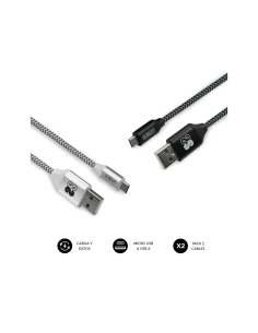 SUBBLIM PACK 2 CABLES USB A MICRO USB (2.4A) 1M BLACK/SILVER cable USB Micro-USB A Aluminio, Negro, Gris, Blanco