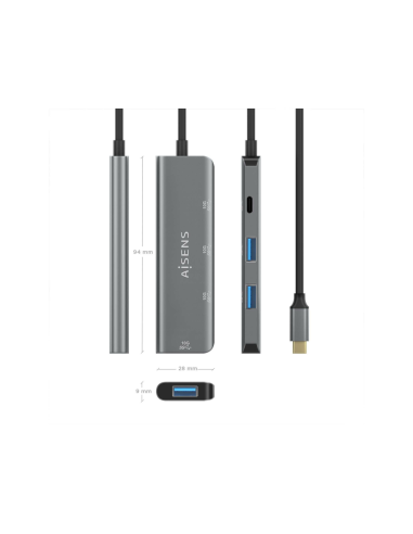 AISENS A109-0764 hub de interfaz USB 3.2 Gen 2 (3.1 Gen 2) Type-C 10000 Mbit/s