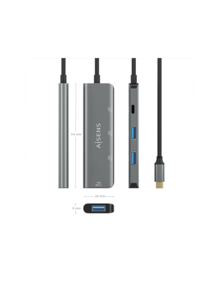 AISENS A109-0764 hub de interfaz USB 3.2 Gen 2 (3.1 Gen 2) Type-C 10000 Mbit/s