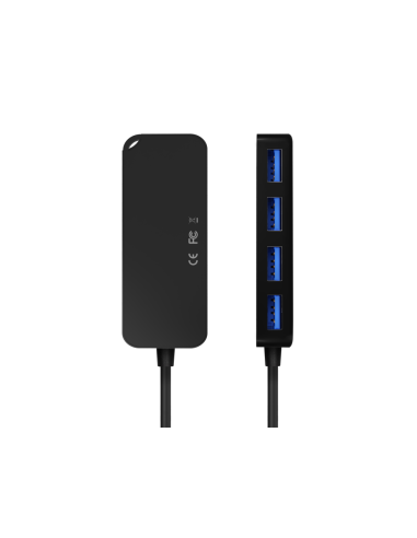 AISENS Hub USB 3.0, Tipo A/M-4x Tipo A/H, Negro, 60cm