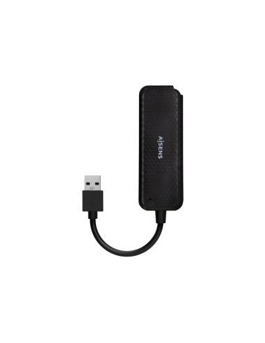AISENS Hub USB 3.0, Tipo A/M-4x Tipo A/H, Negro, 15cm