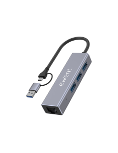 Ewent EW1159 hub de interfaz USB 3.2 Gen 1 (3.1 Gen 1) Type-A + Type-C 5000 Mbit/s Gris 2