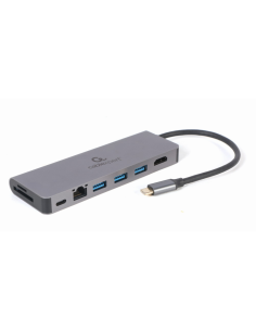 Gembird A-CM-COMBO5-05 hub de interfaz USB 3.2 Gen 1 (3.1 Gen 1) Type-C 5000 Mbit/s Gris