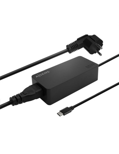 AISENS Cargador 65W PD3.0 1XUSB-C 1.8M, Negro