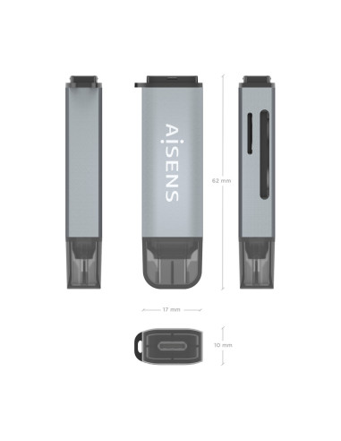 AISENS ASCR-2C10-GR lector de tarjeta USB 3.2 Gen 1 (3.1 Gen 1) Type-C