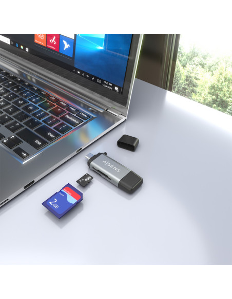 AISENS ASCR-2AC11-GR lector de tarjeta USB 3.2 Gen 1 (3.1 Gen 1) Type-A/Type-C