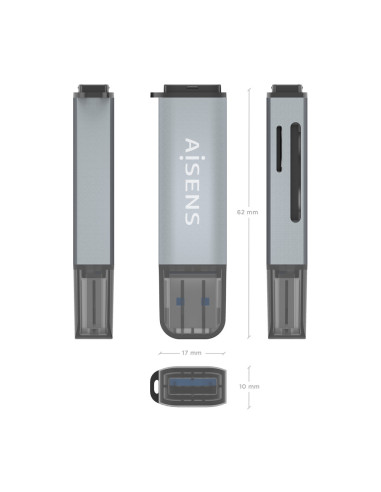 AISENS ASCR-2A09-GR lector de tarjeta USB 3.2 Gen 1 (3.1 Gen 1) Type-A