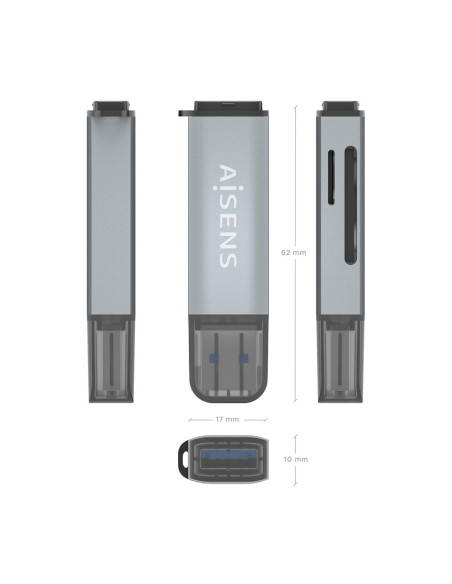 AISENS ASCR-2A09-GR lector de tarjeta USB 3.2 Gen 1 (3.1 Gen 1) Type-A