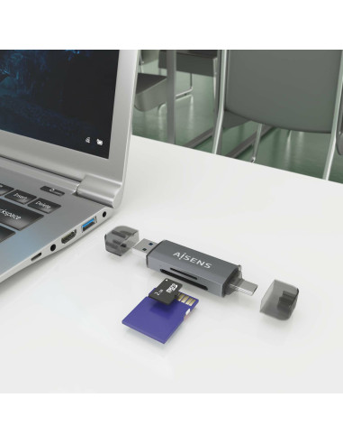 AISENS ASCR-2AC08-GR lector de tarjeta USB 3.2 Gen 1 (3.1 Gen 1) Type-A/Type-C