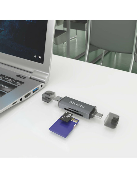 AISENS ASCR-2AC08-GR lector de tarjeta USB 3.2 Gen 1 (3.1 Gen 1) Type-A/Type-C