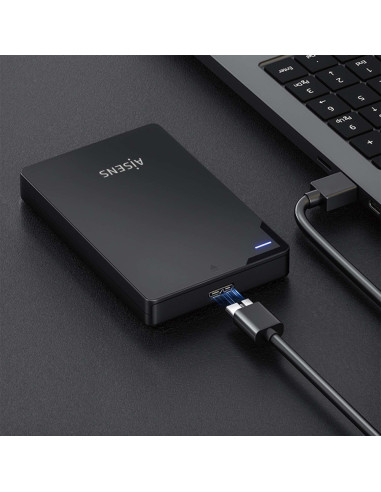 AISENS Caja Externa 2,5? 9.5mm SATA a USB 3.0/USB3.1 Gen1, Negra