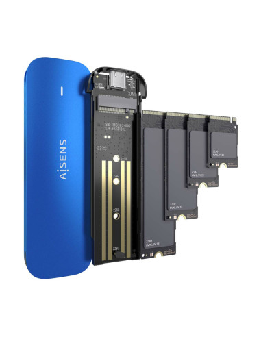 AISENS ASM2-026BLU caja para disco duro externo Caja externa para unidad de estado sólido (SSD) Azul M.2