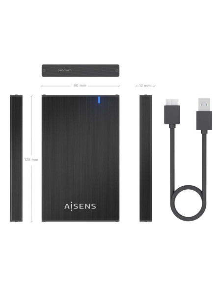 AISENS ASE-2527B caja para disco duro externo Carcasa de disco duro/SSD 2.5"